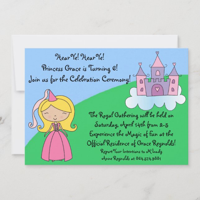 Princess Birthday Party Invitations (Front)
