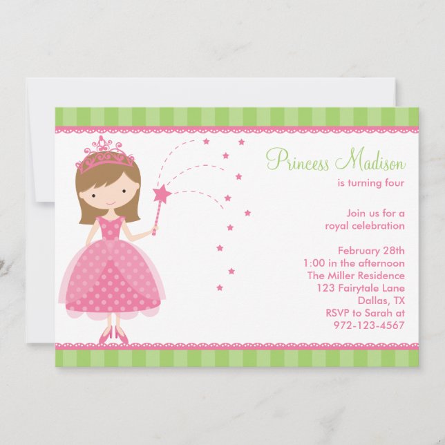 Princess Birthday Party Invitations (Front)