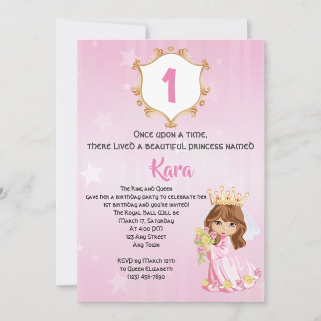 Princess Birthday Party Invite Template (Front)