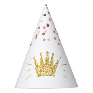 Princess Birthday Party Paper hat Pink Gold Crown