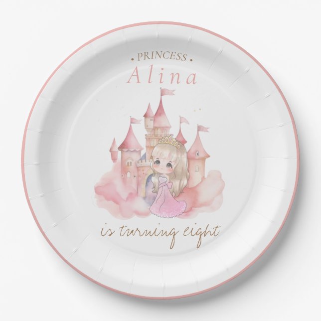 Princess Birthday Party Paper Plate (Front)