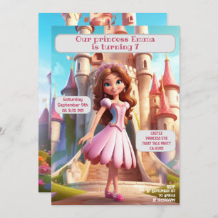 Princess Birthday Party Personalised Name Age Invitation