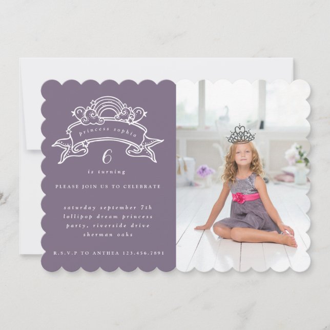 PRINCESS BIRTHDAY PARTY PHOTO INVITATION (Front)
