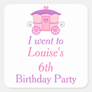 Princess Birthday Party Pink and Purple Square Sticker