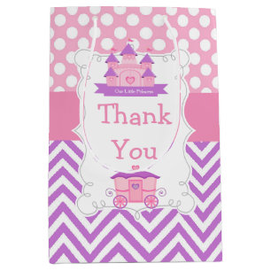 Princess Birthday Party Pink and Purple Thank You Medium Gift Bag