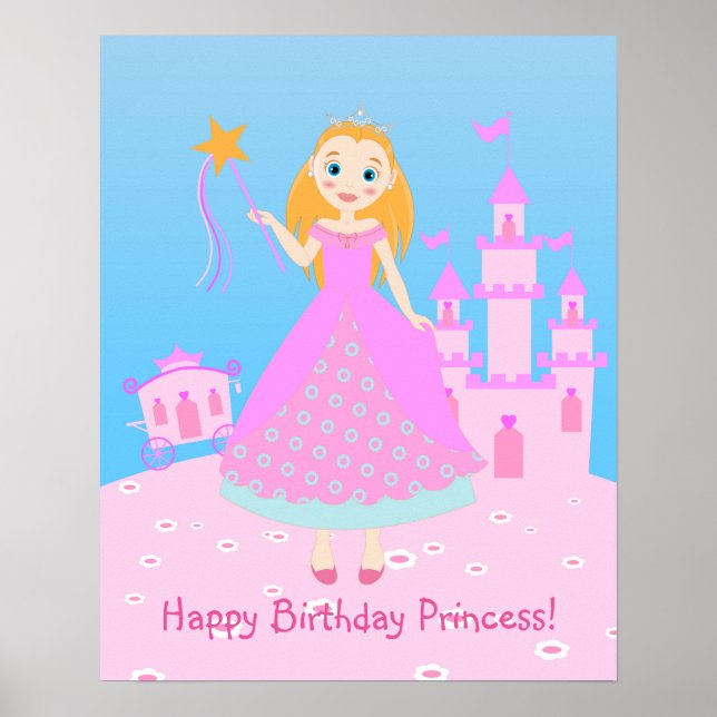 Princess Birthday Party Poster (Front)