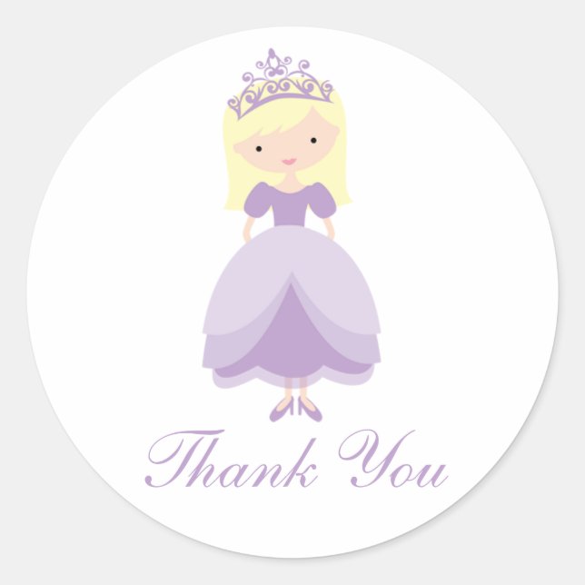Princess Birthday Party Stickers (Front)