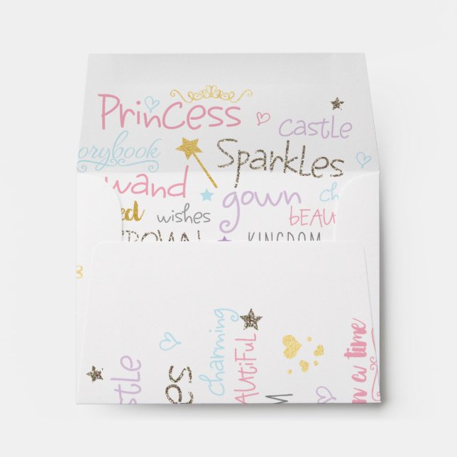PRINCESS Birthday Party Words Invitation Envelope (Back (Bottom))