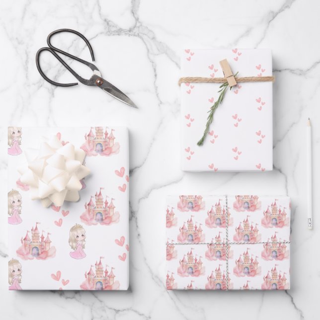 Princess Birthday party Wrapping Paper Sheet (Front)