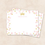 Princess Birthday Pink and Gold Dots Stationery Card<br><div class="desc">This design features a princess crown accented by soft pink and glittery gold confetti. Click the customise button for more flexibility with adding your own text! Variations of this design, additional colours, as well as coordinating products are available in our shop, zazzle.com/store/doodlelulu. Contact us if you need this design applied...</div>