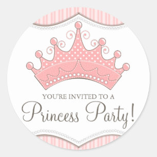 Princess Birthday Pink Crown Invitation Sticker