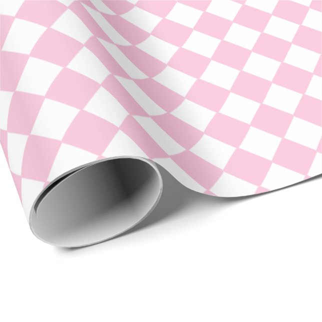 Princess Birthday Pink Pastel White Chessboard Wrapping Paper (Roll Corner)