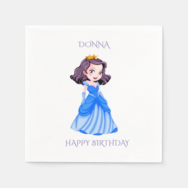Princess birthday plates with personalised name. napkin (Front)