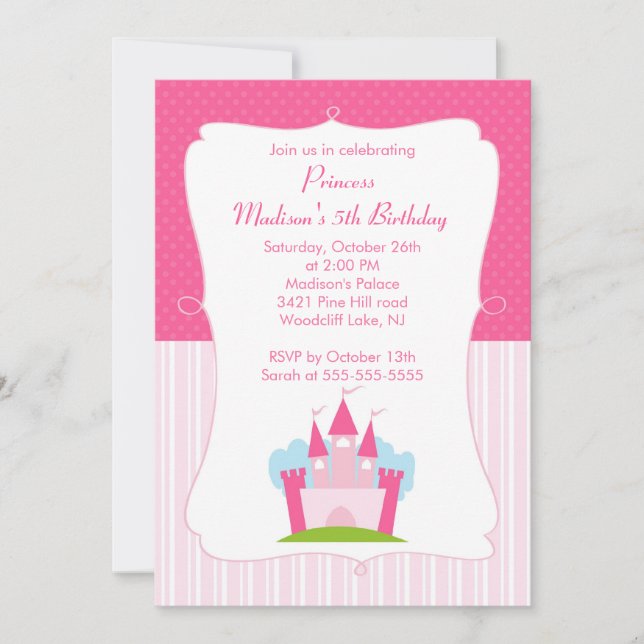 Princess Birthday Pretty In Pink Party Invitation (Front)