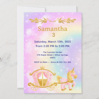 Princess  Birthday Samantha 3 Birthday Party Invitation