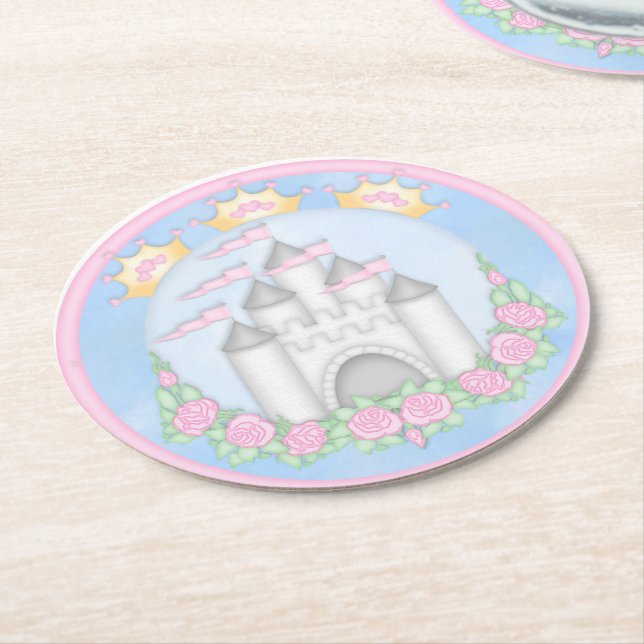 Princess, Birthday, Shower Design Paper Coasters (Angled)