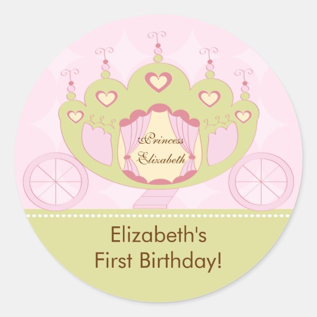 Princess Birthday Sticker Pretty Royal Carriage (Front)
