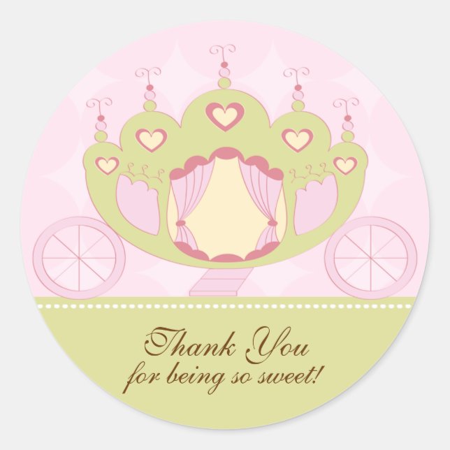 Princess Birthday Sticker Thank You (Front)