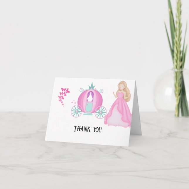 Princess Birthday  Thank You Card (Front)