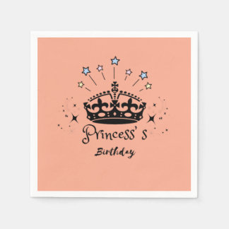  Princess Birthday - Vintage Minimalist Retro Crow Napkin