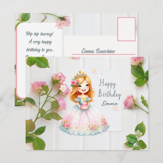 Princess Birthday Wishes Postcard (Front/Back)