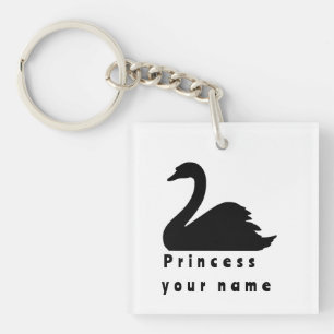 princess black swan personalisierbar woman key ring