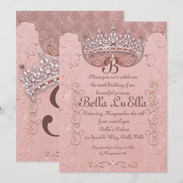 Princess Bling Diamond Party Invitations (Front/Back)