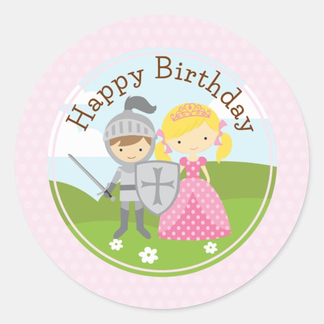 Princess blonde and Knight 2inch circle sticker (Front)