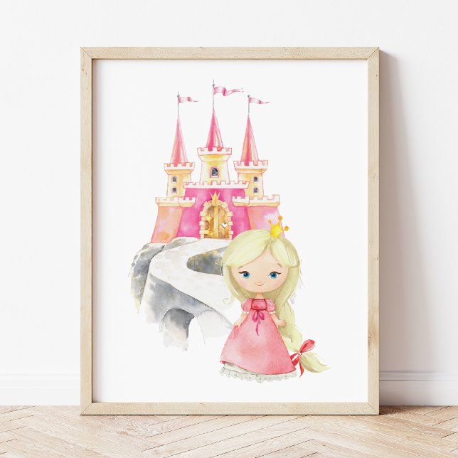 Princess, Blonde Hair, Castle, Crown, Girl Nursery Photo Print (Creator Uploaded)
