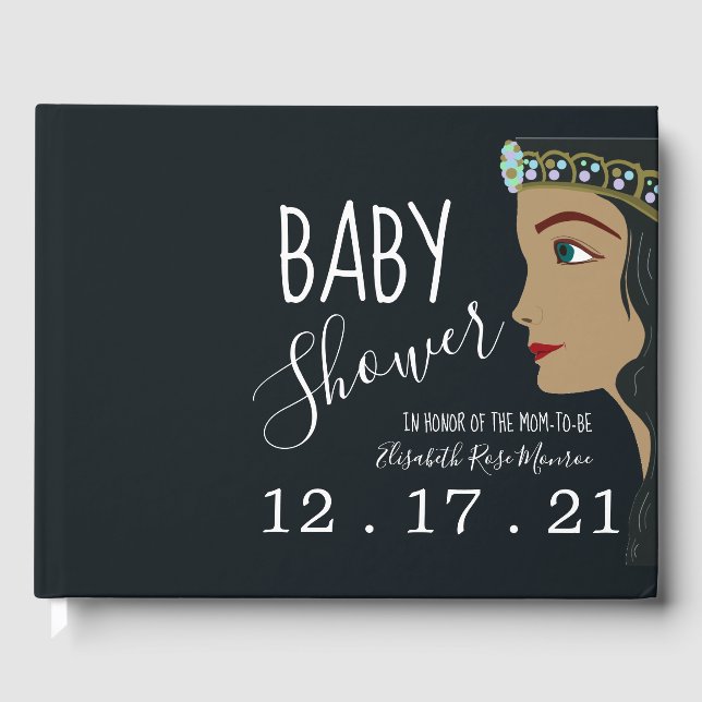 Princess Blue Baby Shower Guest Book (Front)