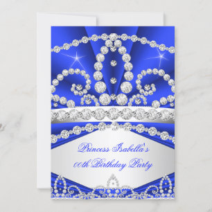 Princess Blue Diamond Tiara Birthday Party Invitation