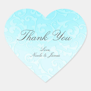 Princess Blue Elegant Storybook Swirl Wedding Heart Sticker