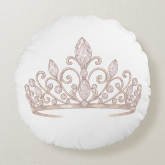 Princess Blush Pink tiara Round Cushion