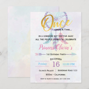 Princess Bohemian Birthday party Invitation