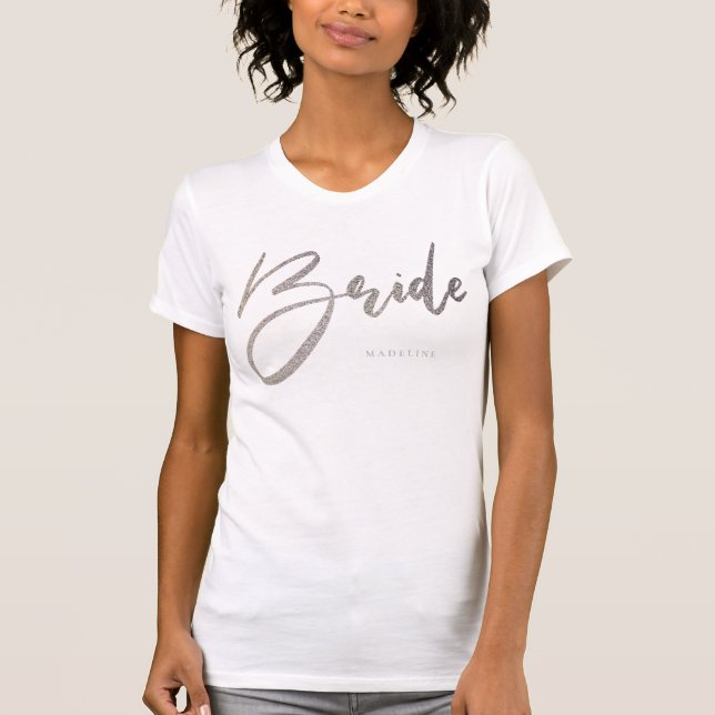 Princess Bride Chic Faux Silver Glitter & Navy T-Shirt (Front)