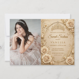 Princess butterflies photo sweet 16 invitation