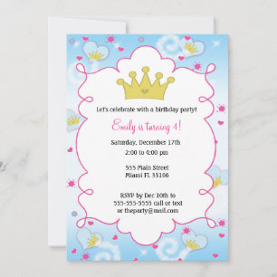 Princess Butterfly Girl Birthday Invitation