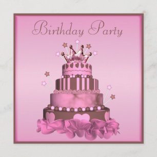 Princess Cake Birthday Party Invitation