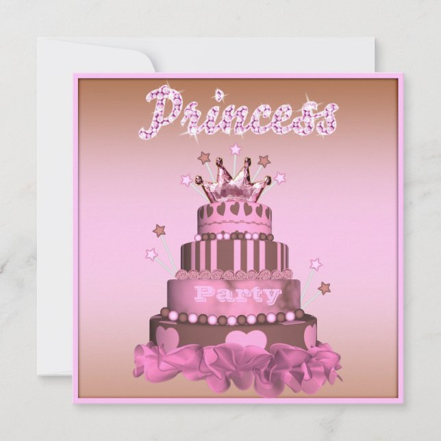 Princess Cake & Cupcakes (back) Birthday Party Invitation (Front)
