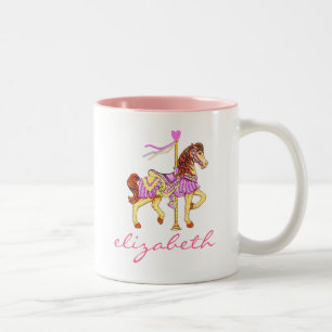 Princess Carousel Horse-Personalised Two-Tone Coffee Mug