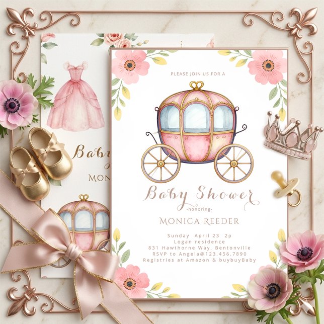 Princess Carriage Baby Shower Invite (Creator Uploaded)