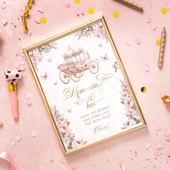 Princess Carriage Blush Pink Floral Mum-osa Bar Poster (Creator Uploaded)