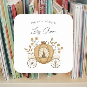 Princess Carriage bookplate  Square Sticker