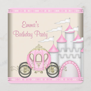 Princess Carriage Castle Girls Princess Birthday Invitation