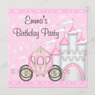 Princess Carriage Castle Girls Princess Birthday Invitation