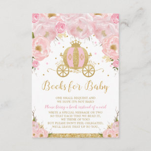 Princess Carriage Floral Baby Shower Bring a Book Enclosure Card