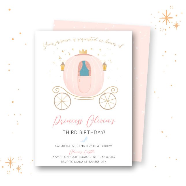 Princess Carriage Girl Birthday Invitation (Creator Uploaded)