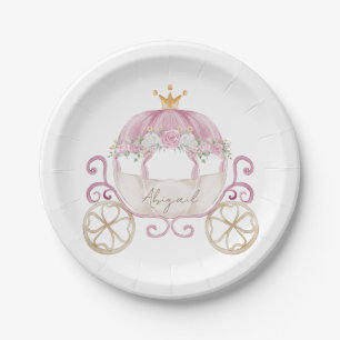 Princess Carriage Personalised Baby Shower Paper Plate
