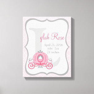 Princess Carriage Pink and Grey Canvas Art