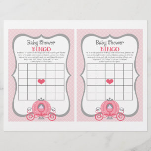 Princess Carriage Pink Baby Shower Bingo Game
